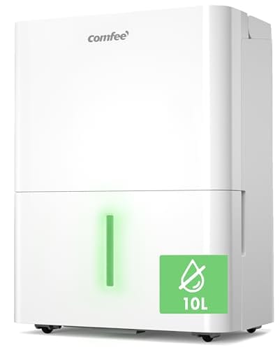 COMFEE’ Deshumidificador 10L para Humedad interior hasta 20 m2 / 50 m3 - Deshumificador Silencioso compacto y de bajo consumo - Deshumificadores de humedad con depósito extraible y reinicio automático