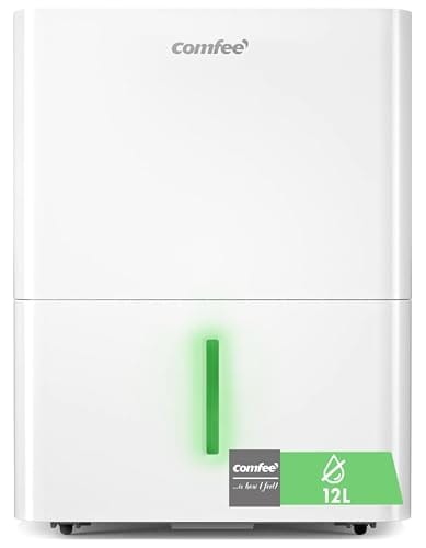 COMFEE’ Deshumidificador 12L para Humedad interior hasta 20 m2 / 50 m3 - Deshumificador Silencioso compacto y de bajo consumo - Deshumificadores de humedad con depósito extraible y reinicio automático
