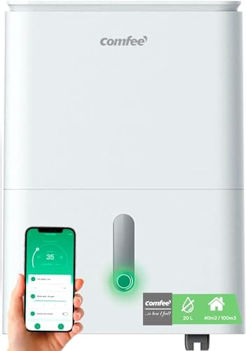 COMFEE' Deshumidificador de Humedad 20L Easy Dry interior 40 m2 / 100 m3 - Deshumificador Eléctrico Silencioso con App Control - Dehumifier bajo consumo con depósito extraible + 4 Modos