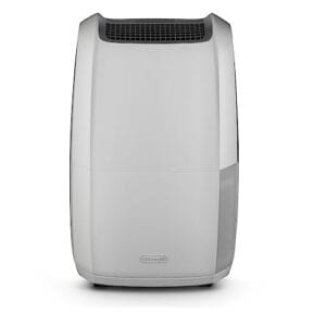 De'Longhi AriaDry Multi DDSX220 Deshumidificador Multifunción, 20 L/d, Filtro Antipolvo y Antialérgenos, Función Secado de Ropa, Gas Ecológico, Pantalla LED, Rejilla, 436 W, 44 Db, Blanco y Gris