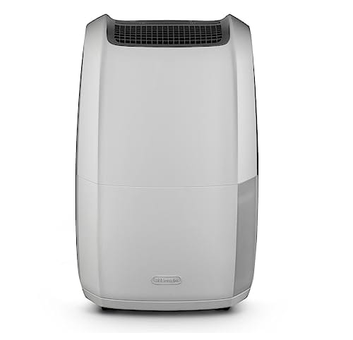De'Longhi AriaDry Multi DDSX220 Deshumidificador Multifunción, 20 L/d, Filtro Antipolvo y Antialérgenos, Función Secado de Ropa, Gas Ecológico, Pantalla LED, Rejilla, 436 W, 44 Db, Blanco y Gris