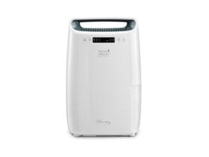 De'Longhi Deshumidificador Multiusos AriaDry DEXD216RF, Elimina Humedad en Casa con Filtración de 3 Acciones, Función Secado, Humidificación 16L/Día, R290, Depósito de Agua Extraíble, Blanco