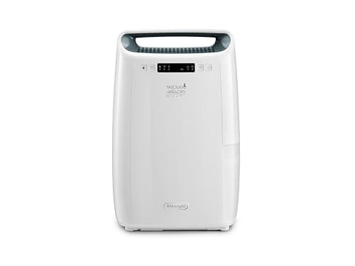 De'Longhi Deshumidificador Multiusos AriaDry DEXD216RF, Elimina Humedad en Casa con Filtración de 3 Acciones, Función Secado, Humidificación 16L/Día, R290, Depósito de Agua Extraíble, Blanco