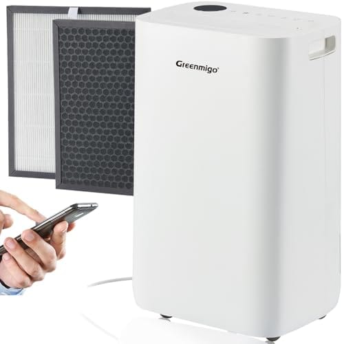 Greenmigo Deshumidificador Conectado WiFi 25L/24h,Filtro HEPA,Secador de la ropa,Panel de control digital,Drenaje continuo,Temporizador,Reduce la Condensación de Moho,Humedad(ALPHA-Q25 Pro WiFi)