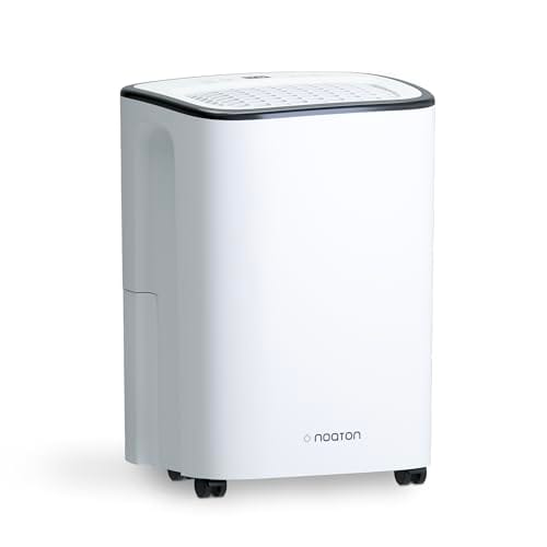 Deshumidificador Noaton DF 4112, máx. 13L/24h, tamaño de la habitación aprox. 65 m³ (~25 m²), 190 W, depósito de agua de 2,5l, manguera de desagüe, temporizador, con sensor de humedad - Contra el moho