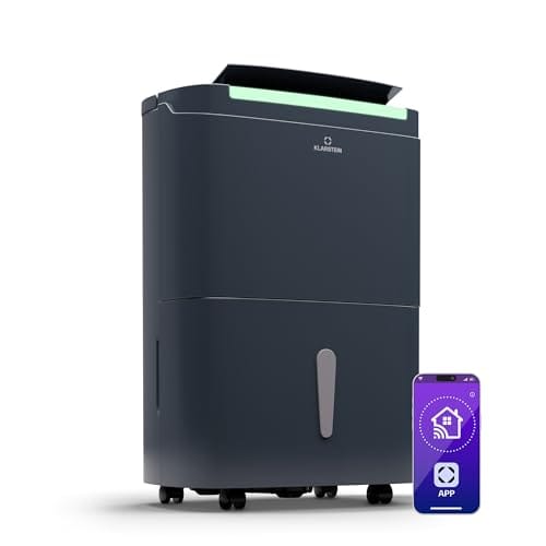 Klarstein DryFy Connect 30L Deshumidificador Inteligente, WiFi, 30L/24h, Depósito 5L, Control App, Temporizador 24h, Desagüe Continuo, Portátil para Habitaciones 25-30m², Antracita