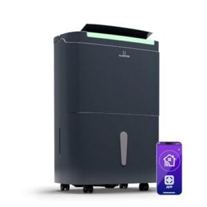 Klarstein DryFy Connect 50L Deshumidificador Inteligente, 50L/24h, WiFi App, Depósito 7L, Temporizador 24h, Desagüe Continuo, Portátil para Hogar, Habitaciones 45-55m², Antracita