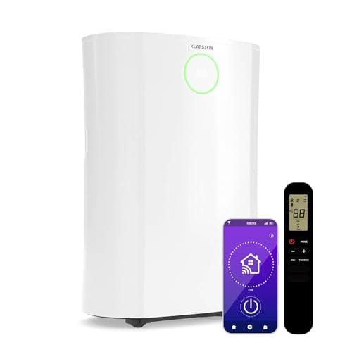KLARSTEIN DryFy ProConnect 16L Deshumidificador Smart Wi-Fi, Control App, Silencioso, Temporizador 24h, Filtro Carbón Activo, Ajuste Humedad 40-80%, Portátil para Hogar/Oficina, 24m², Blanco