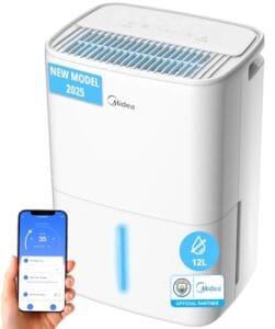 MIDEA Deshumidificador de Humedad Silencioso 12L con App Control hasta 35 m2 - Deshumificadores para Humedades en Habitación con Depósito Extraible - Deshumificador Electrico Pequeño Bajo Consumo