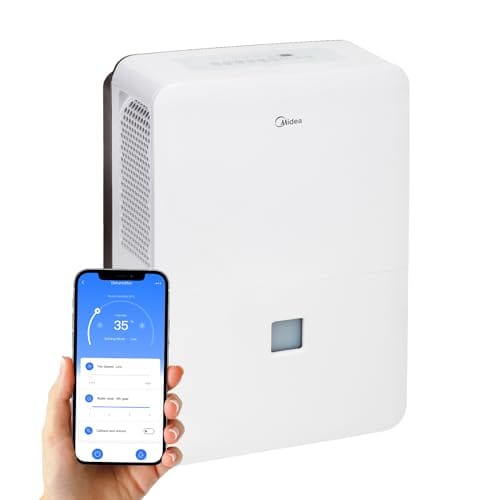 MIDEA Deshumidificador Industrial Gran capacidad 50L para Humedad interior hasta 112 m2 / 300 m3 - Deshumificadores para humedades grandes espacios con depósito extraible - Demufier bajo consumo
