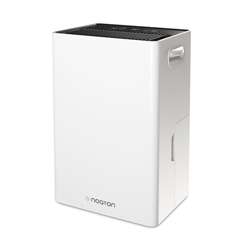 Noaton Deshumidificador Silencioso, 24L/Día, Depósito extraíble 5,5L, Apagado automático, hasta 45 m2, Temporizador 24h, Drenaje Continuo, Sensor de Humedad, Pantalla, Ajuste Humedad, Filtro Lavable