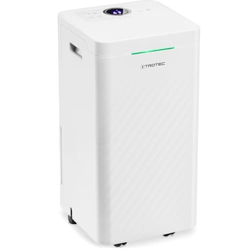 TROTEC Deshumidificador y purificador de aire de diseño TTK 27 HEPA, 12 L/día, Filtro HEPA con 95% de Efectividad, Pantalla LED, 2 en 1, Reinicio Automático, Función Secado de Ropa