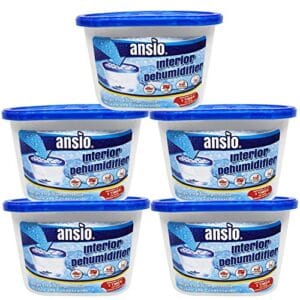 ANSIO Deshumidificador, blanco,Eliminador de condensación absorbentes para humedad (Paquete de 5 botes)