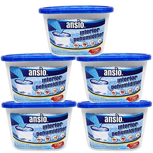 ANSIO Deshumidificador, blanco,Eliminador de condensación absorbentes para humedad (Paquete de 5 botes)