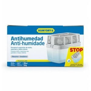 Aparato Deshumidificador Premium de 1000 g- Espacios de hasta 35m2 - Absorbe Humedad de Armarios, Baños y Habitaciones - Humydry