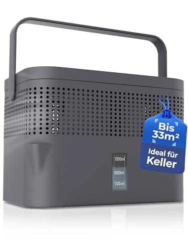 BonAura Deshumidificador sin electricidad – Deshumidificador para sótano, baño, etc. – 980 g – Paquete de recambio incluido – Deshumidificador y deshumidificador granulado en el set – Protección
