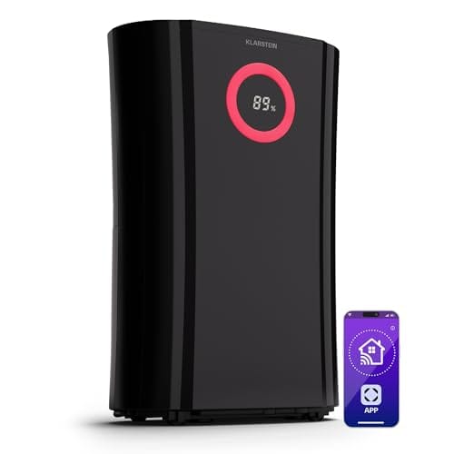KLARSTEIN DryFy Pro Connect 20L Deshumidificador WiFi, Control App, Depósito 4L, Temporizador 24h, Deshumidificación Automática, Portátil, para Habitaciones 20-30m², Negro