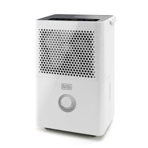 Black+Decker BXDH12E Deshumidificador, depósito 1,8L, silencioso, 12L día. Filtro extraíble y lavable. 2 velocidades. Función secado. Programable 24h. Hasta 25m2.